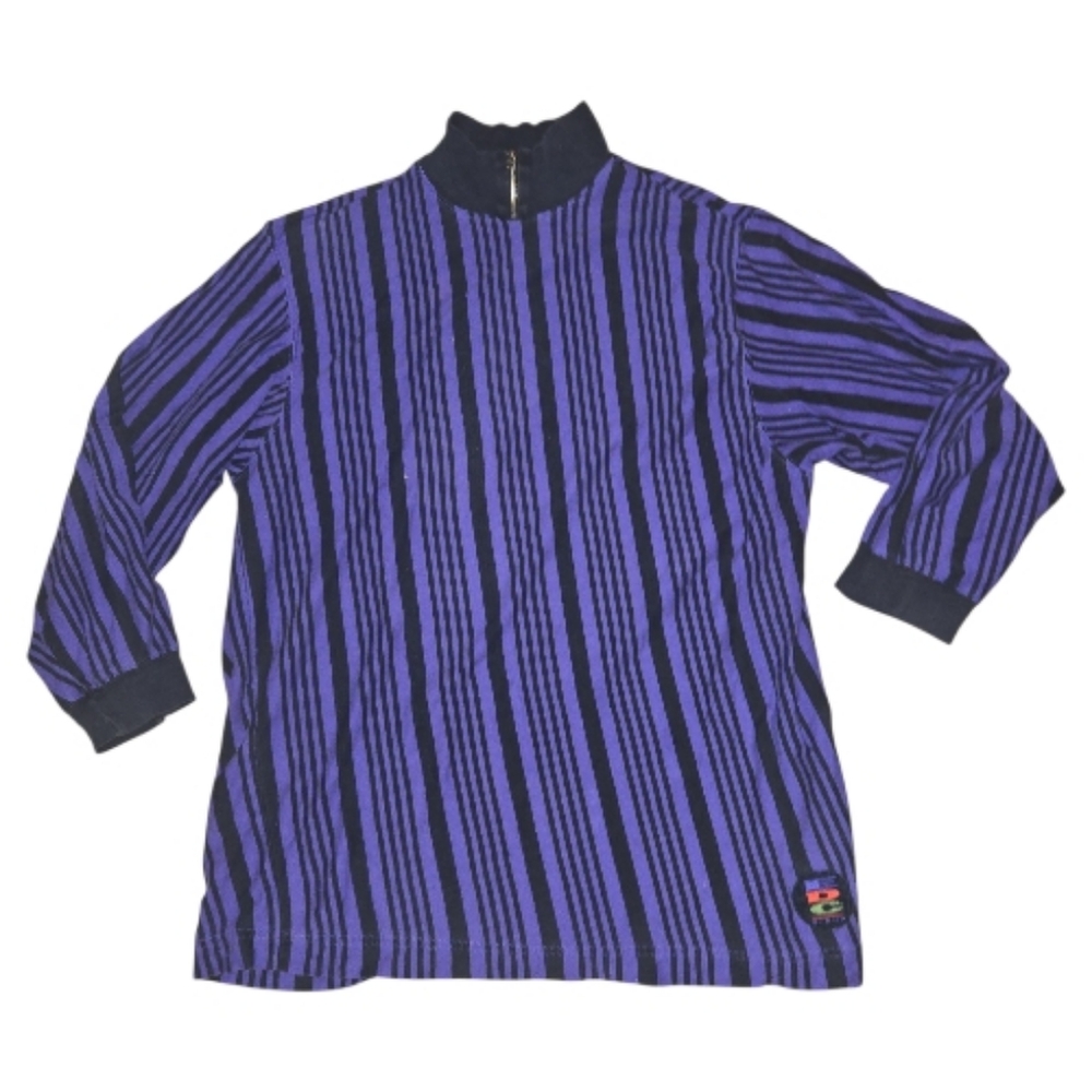 Vintage Striped Purple and Black Long Sleeve Esprit Top Size S